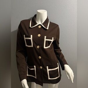 Morgan de Toi Brown Blazer with Cream Trim